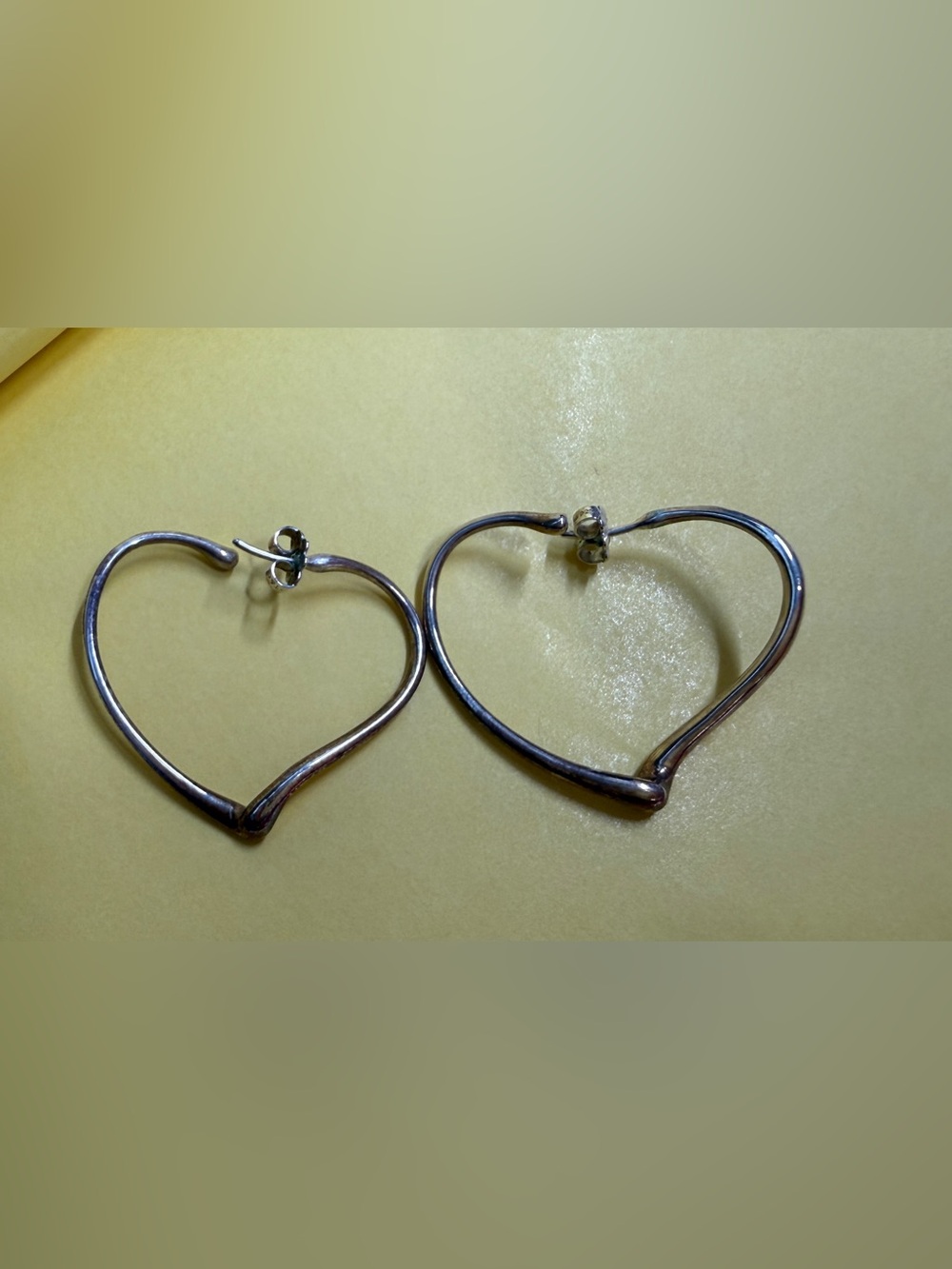 Tiffany & Co. Elsa Peretti Open Heart Hoop Earrings Sterling Silver Medium